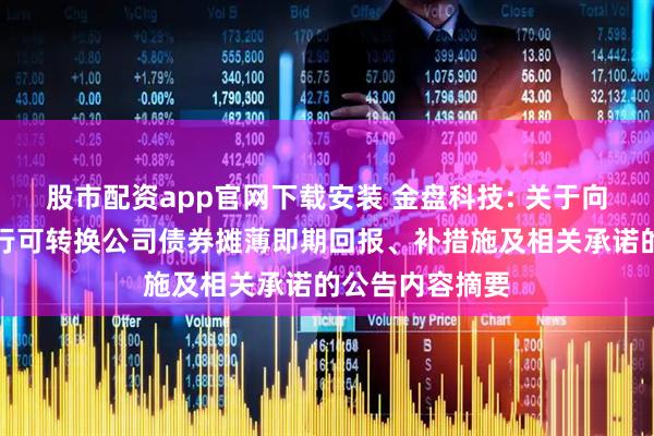 股市配资app官网下载安装 金盘科技: 关于向不特定对象发行可转换公司债券摊薄即期回报、补措施及相关承诺的公告内容摘要